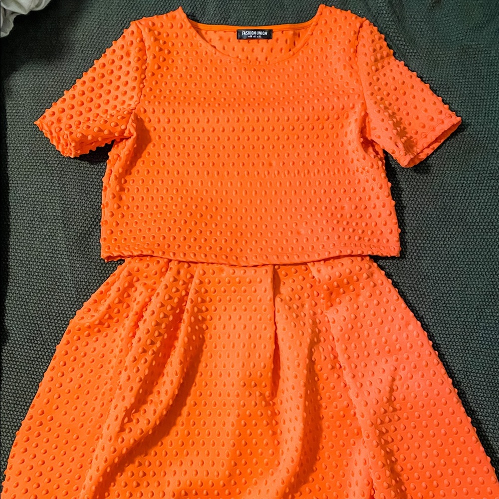 Matching crop top and skirt set